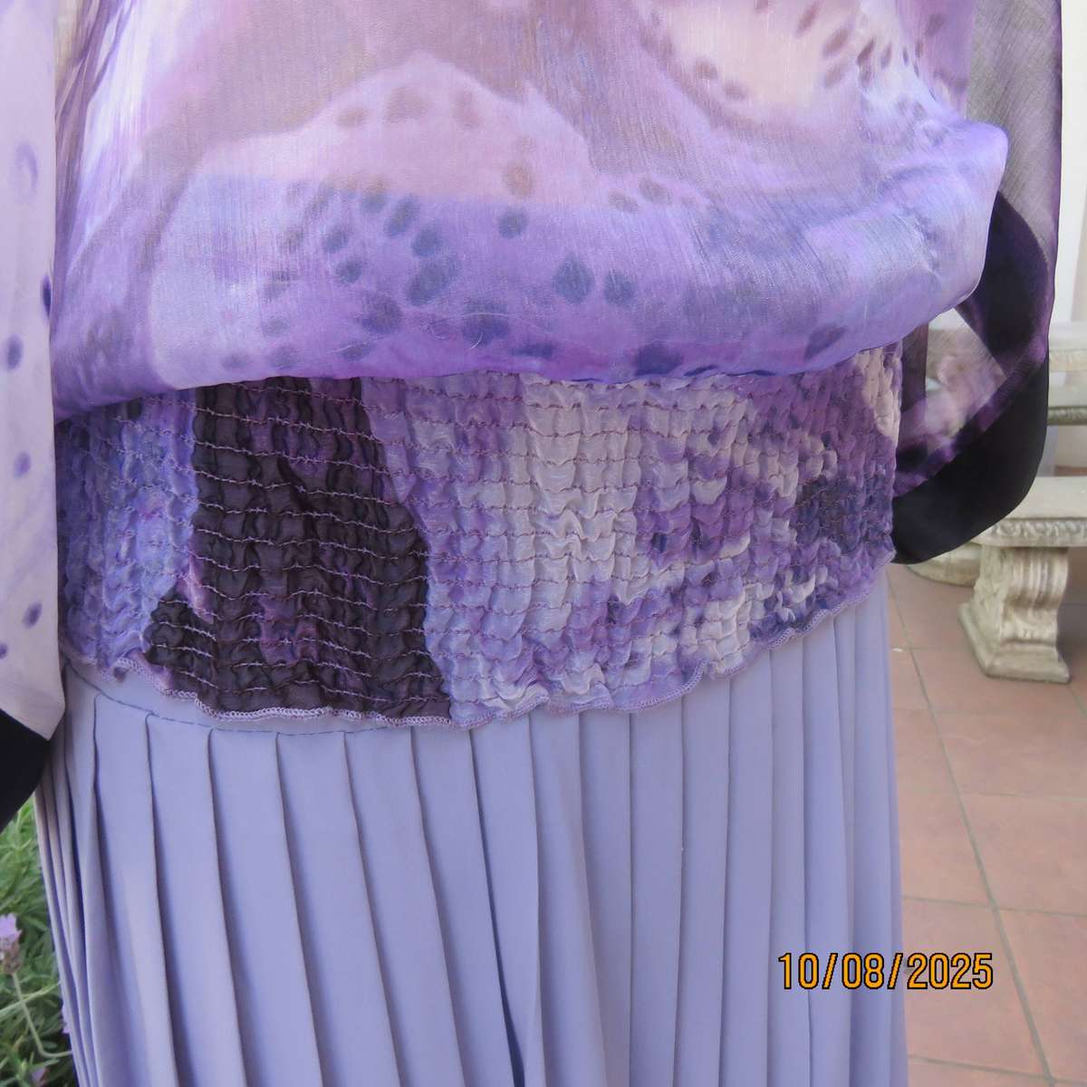 TRUWORTHS Glamour slip our polyester-nylon shiny top in shades of purple. Size 40