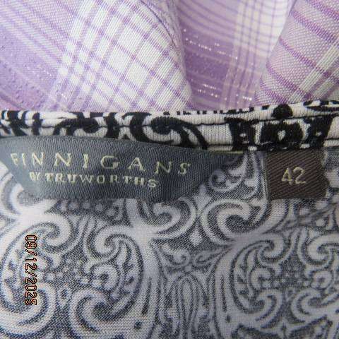 FINNEGANS black-white baroque printed stretch polyester long top with cowl neckline. Size 42