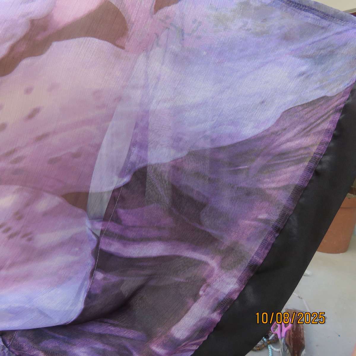 TRUWORTHS Glamour slip our polyester-nylon shiny top in shades of purple. Size 40