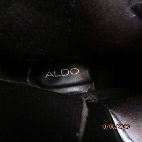 ALDO black suede boots with side zips and loose folds, size 6