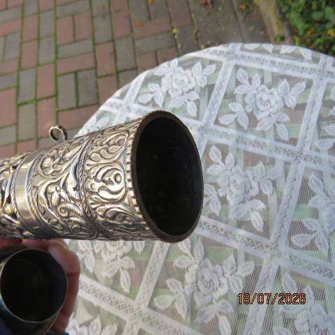 Anglo-Indian antique white metal scroll holder for diplomatic-religious use - loose cap, 30cm