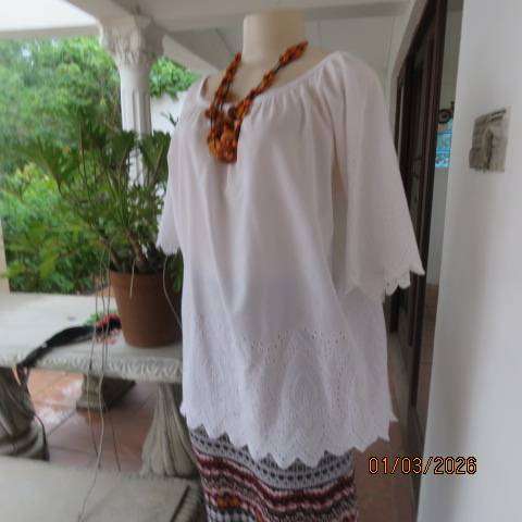 EXACT white 100% cotton slip-over top with wide elasticated neckline size 42-44