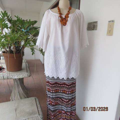EXACT white 100% cotton slip-over top with wide elasticated neckline size 42-44