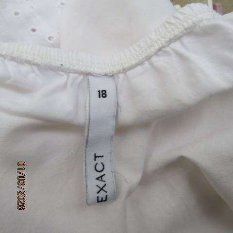 EXACT white 100% cotton slip-over top with wide elasticated neckline size 42-44