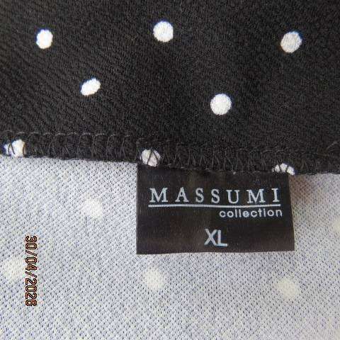 Massumi black and white polka dot pencil skirt with elasticated waist, size 44
