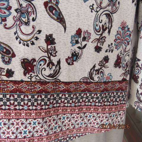 MILADYS soft warm slip-over long sleeve top with bo-ho print, size 46