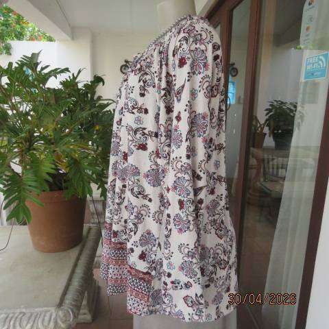 MILADYS soft warm slip-over long sleeve top with bo-ho print, size 46