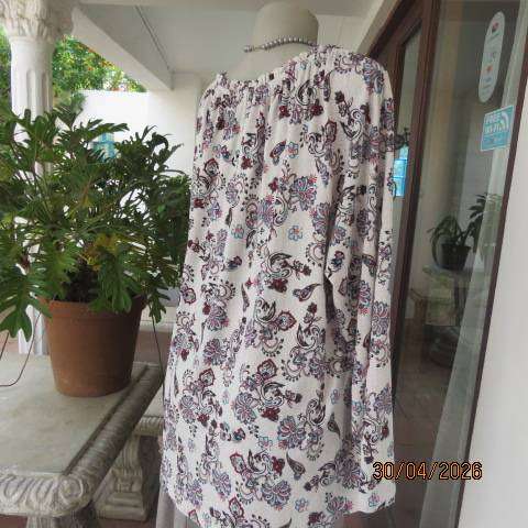 MILADYS soft warm slip-over long sleeve top with bo-ho print, size 46