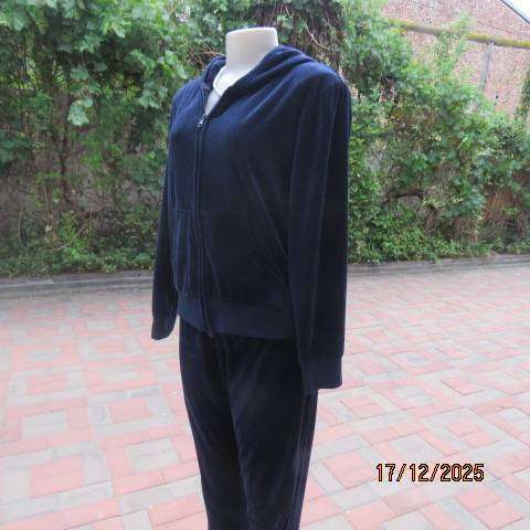 Navy velvet stretch 2 pc pants and hooded zip-up jacket in size 36.