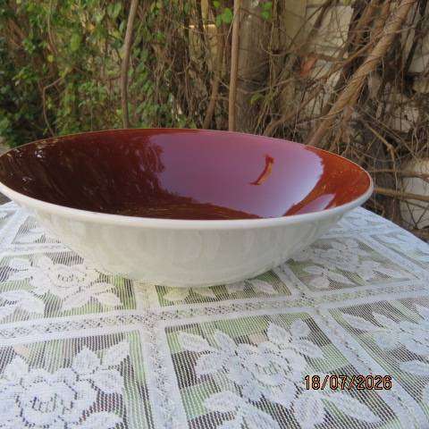 AYNSLEY & Co England from 1869 vintage earthenware serving bowl cream outer brown inner