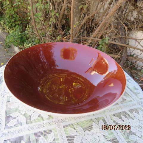 AYNSLEY & Co England from 1869 vintage earthenware serving bowl cream outer brown inner