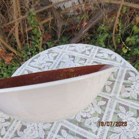 AYNSLEY & Co England from 1869 vintage earthenware serving bowl cream outer brown inner