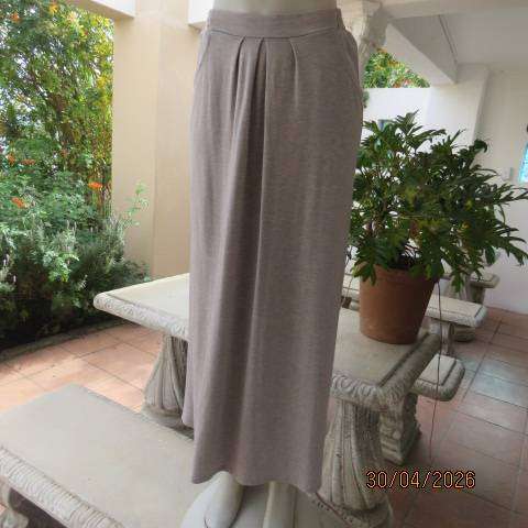 OR maxi poly-rayon stretch warm grey skirt with elasticated waist, size 32-34