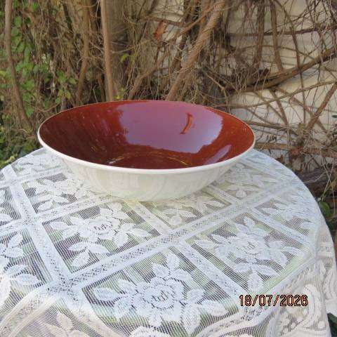 AYNSLEY & Co England from 1869 vintage earthenware serving bowl cream outer brown inner