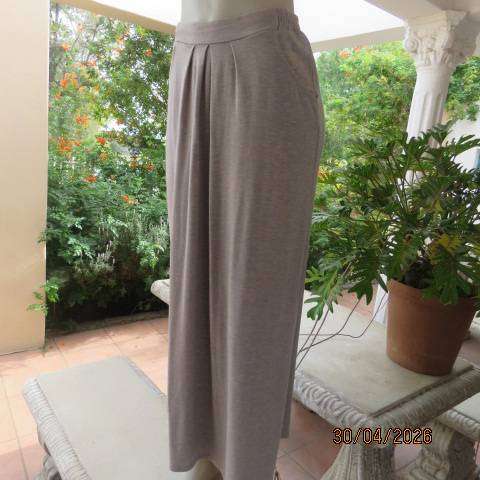 OR maxi poly-rayon stretch warm grey skirt with elasticated waist, size 32-34