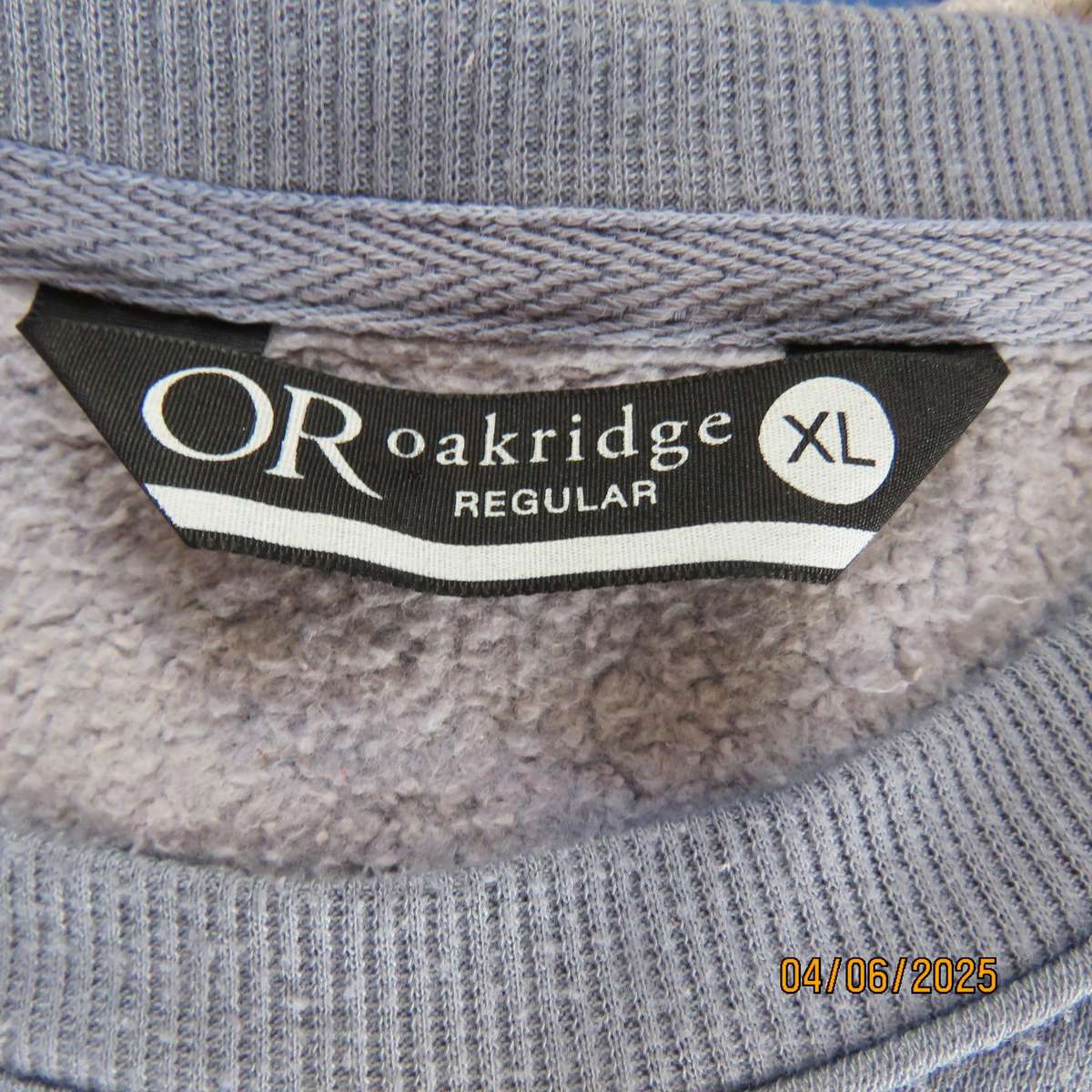 Steel blue men's warm pullover long sleeve top with fleeze inner. Size L to XL. Chest 120cm