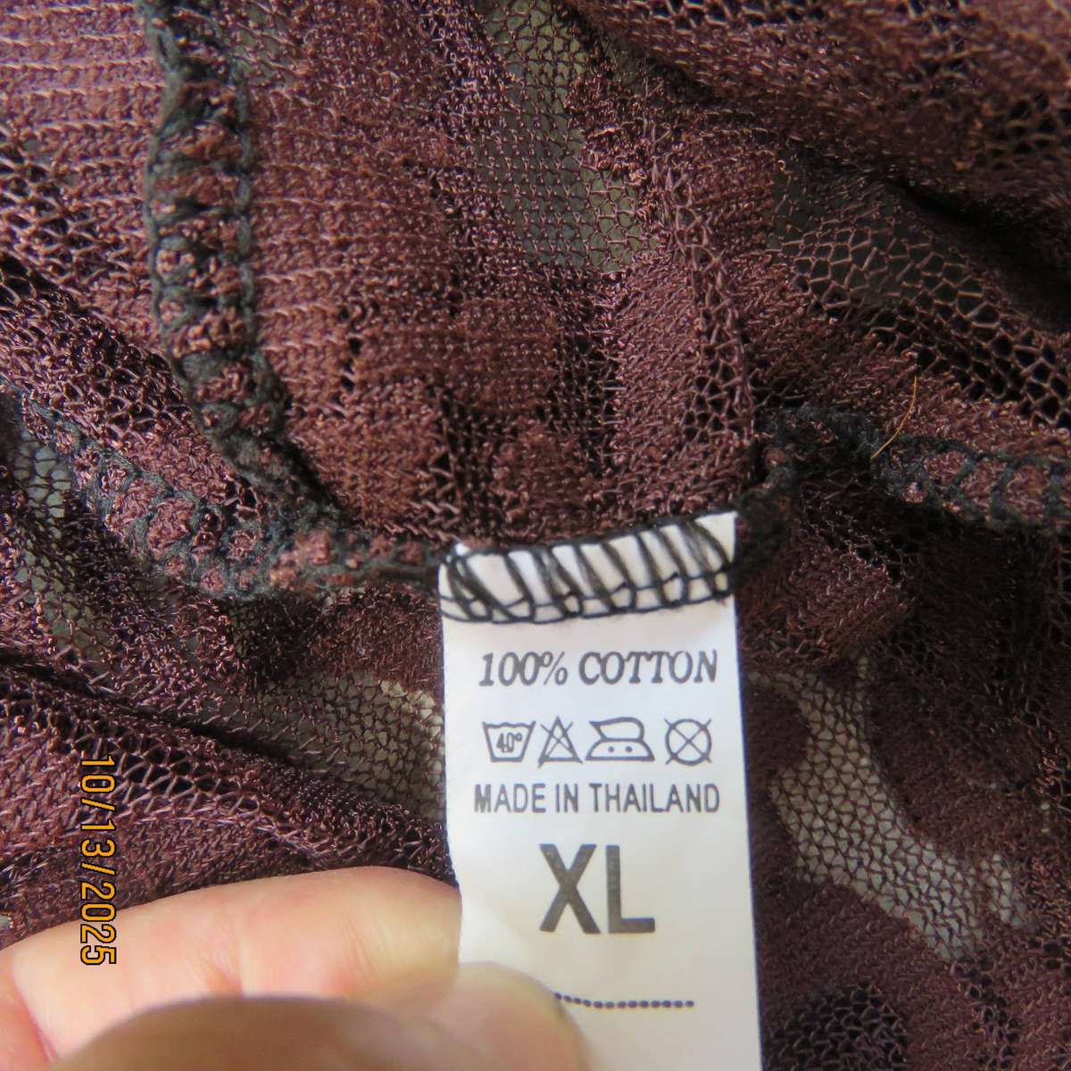 MARLEY brown polyester lace stretch long sleeves cover-up top. Size 40.
