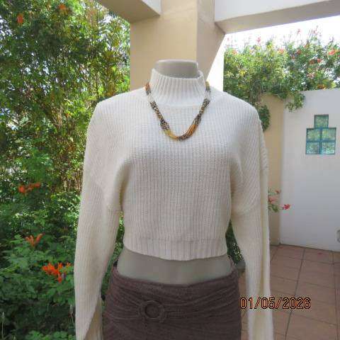 Off-white long sleeve cotton and acrylic blend knit jumper with turtle neck, size 36
