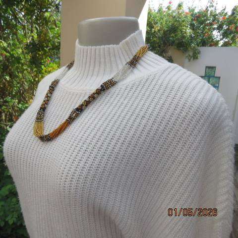 Off-white long sleeve cotton and acrylic blend knit jumper with turtle neck, size 36