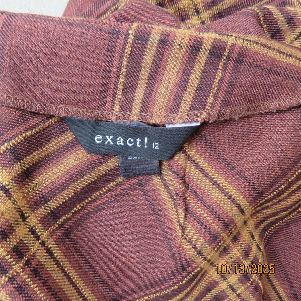 EXACT large check golden brown and mustard A-Line bandless skirt size 36