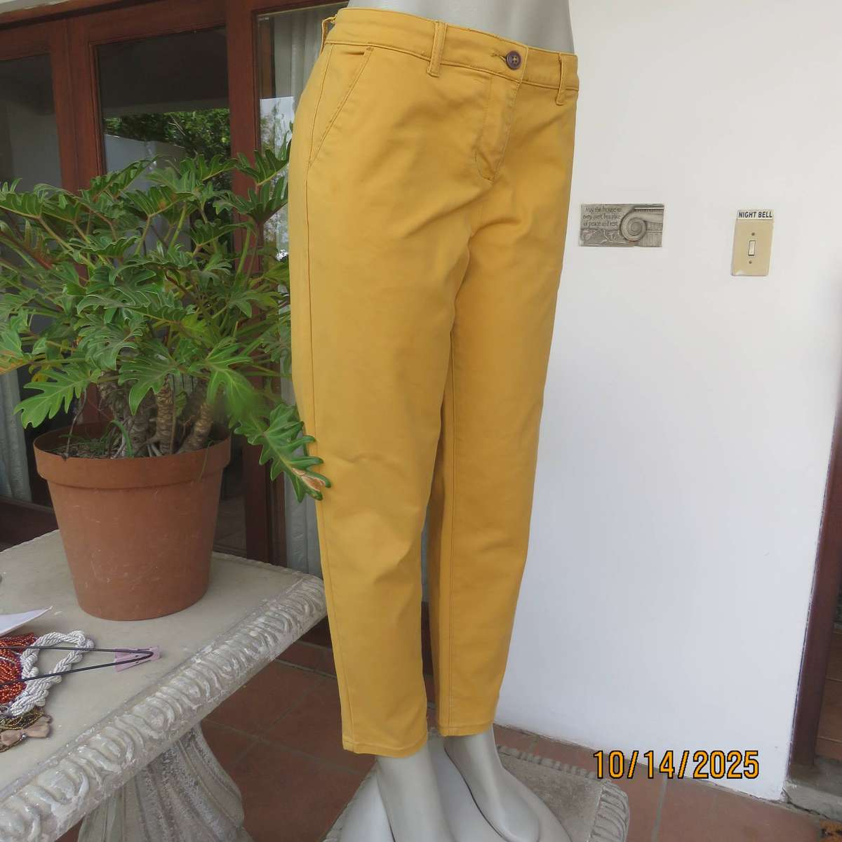 TRUWORTHS mustard colour slim pants in cotton stretch size 38.