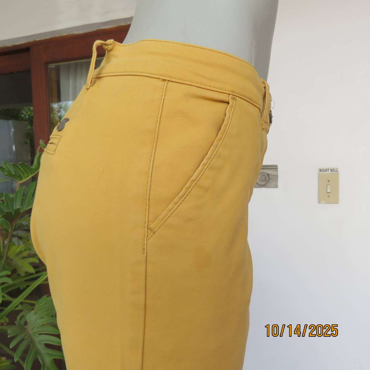 TRUWORTHS mustard colour slim pants in cotton stretch size 38.