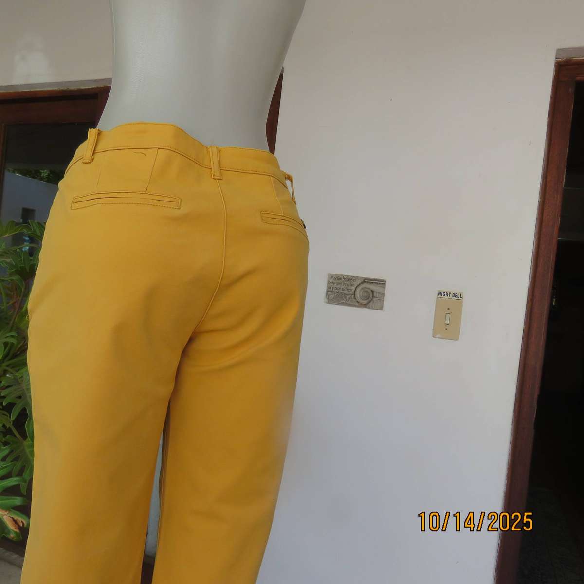 TRUWORTHS mustard colour slim pants in cotton stretch size 38.