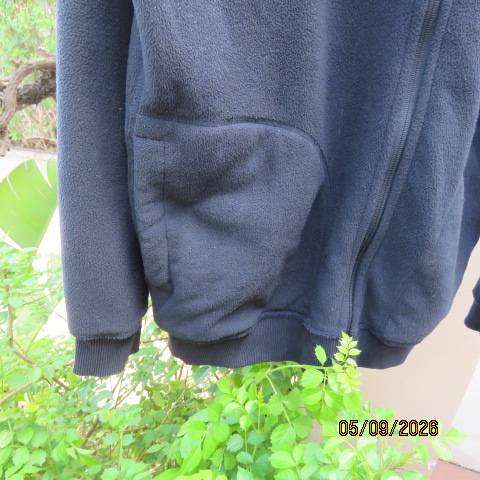 Navy reversible warm long sleeve zip-up hoodie jacket with pockets, size 42-44