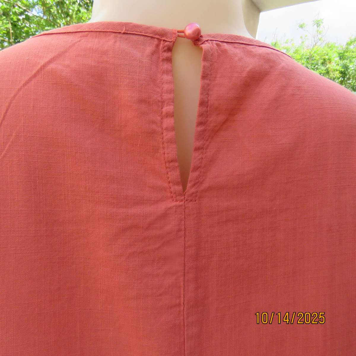 EMERY ROSE maxi shift dress in coral textured cotton. Size 38