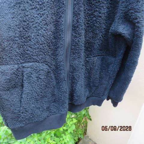 Navy reversible warm long sleeve zip-up hoodie jacket with pockets, size 42-44