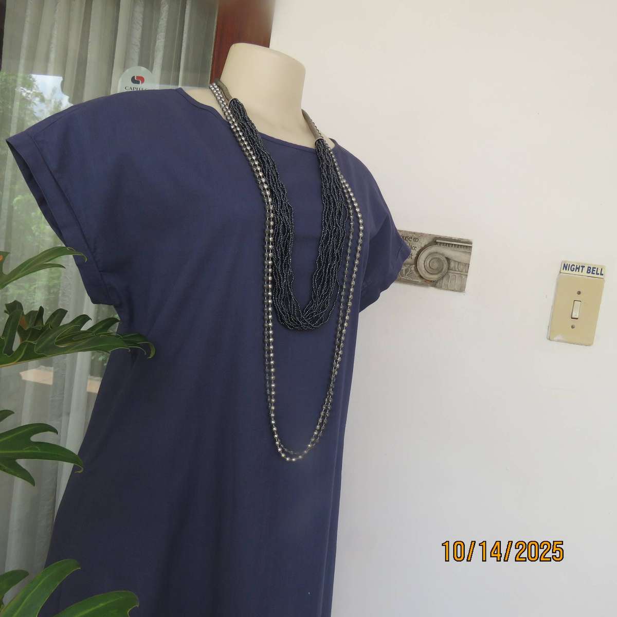 EMERY ROSE spruce blue maxi cotton shift dress in size 38.