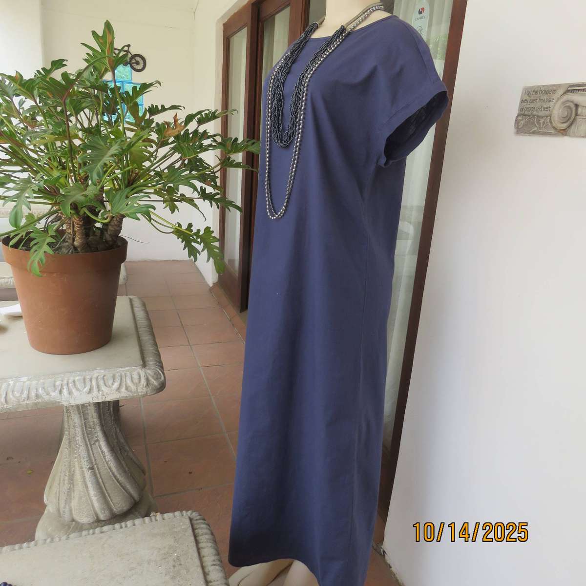 EMERY ROSE spruce blue maxi cotton shift dress in size 38.