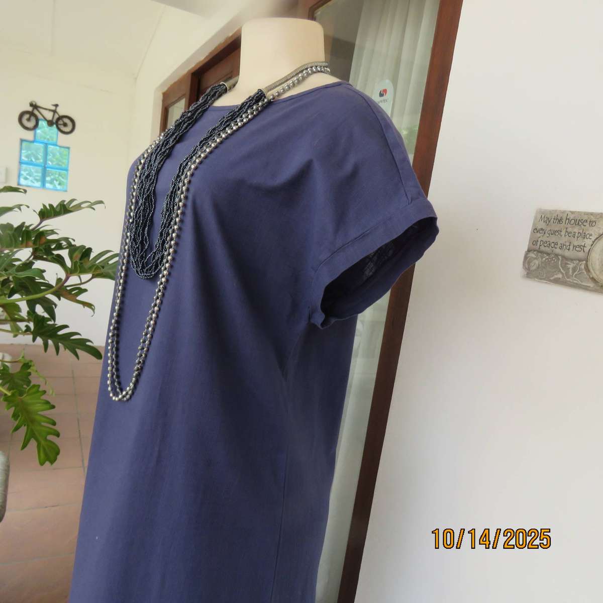 EMERY ROSE spruce blue maxi cotton shift dress in size 38.