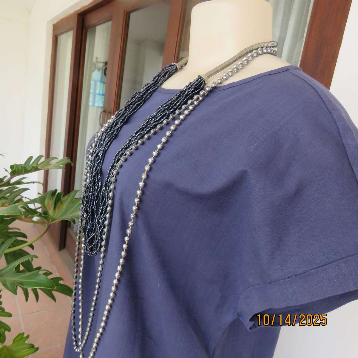 EMERY ROSE spruce blue maxi cotton shift dress in size 38.