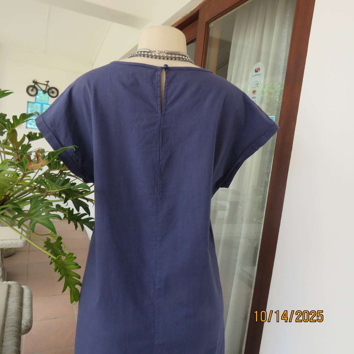 EMERY ROSE spruce blue maxi cotton shift dress in size 38.