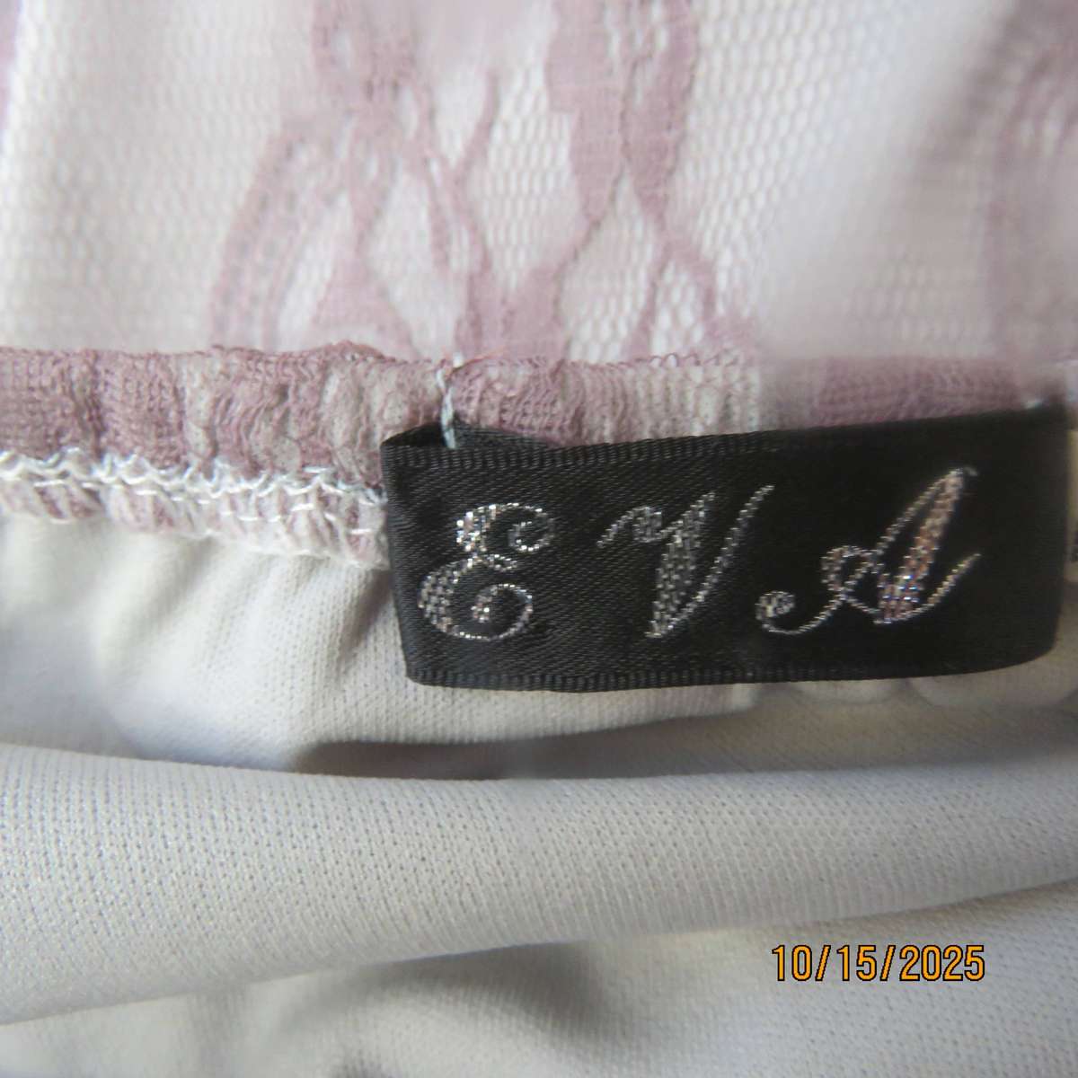 EVA pinkish fawn polyester lace halter neck lined dress. Size 36