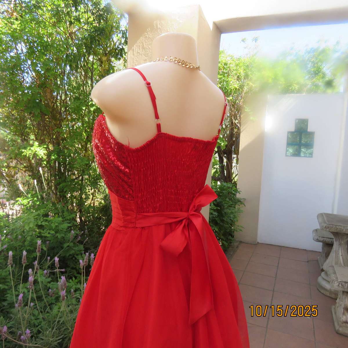 GERANO bright red sequined bust evening dress in size 38.