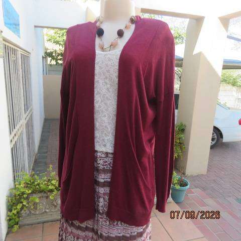 ATMOSPHERE maroon lightweight open viscose-cotton knit long sleeve cardigan with pockets size 38