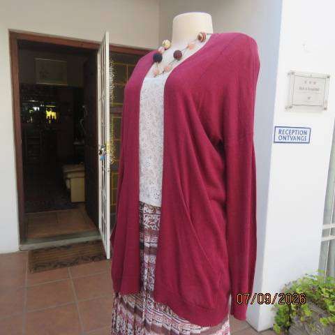 ATMOSPHERE maroon lightweight open viscose-cotton knit long sleeve cardigan with pockets size 38