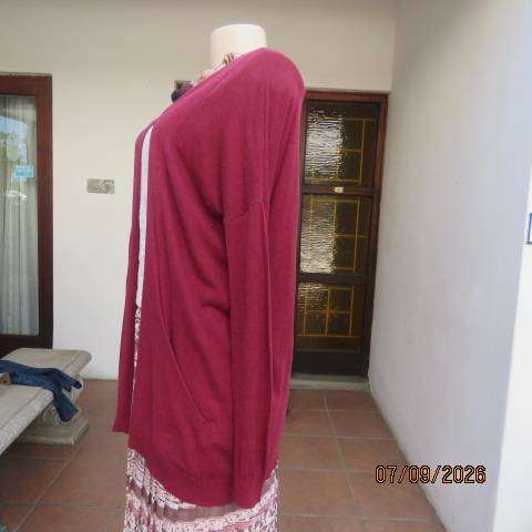 ATMOSPHERE maroon lightweight open viscose-cotton knit long sleeve cardigan with pockets size 38