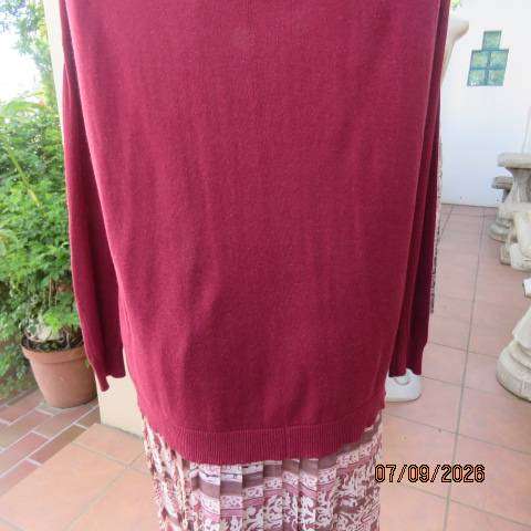 ATMOSPHERE maroon lightweight open viscose-cotton knit long sleeve cardigan with pockets size 38