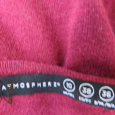 ATMOSPHERE maroon lightweight open viscose-cotton knit long sleeve cardigan with pockets size 38