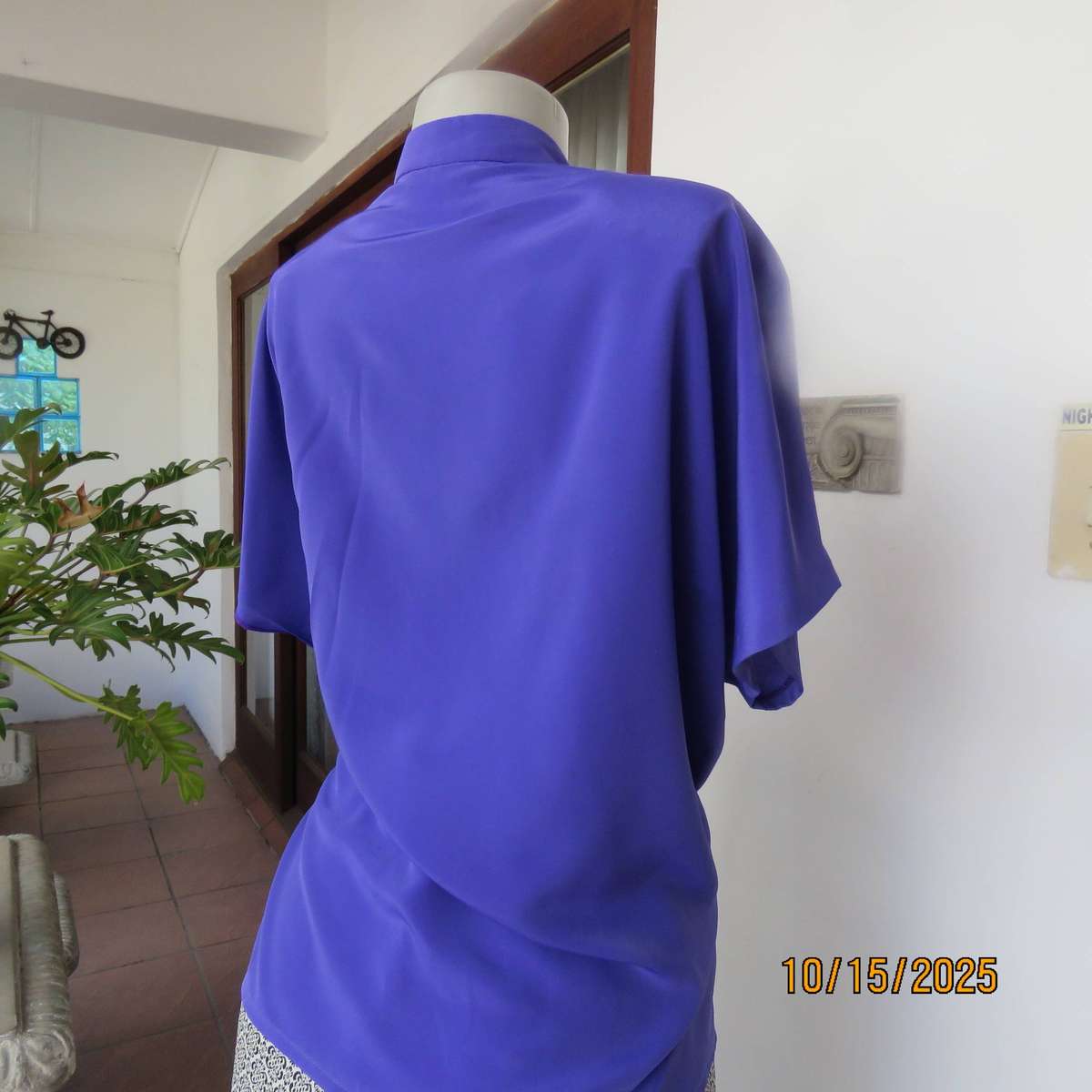 FAVIOLA violet colour cross over silky polyester slip over top size 40