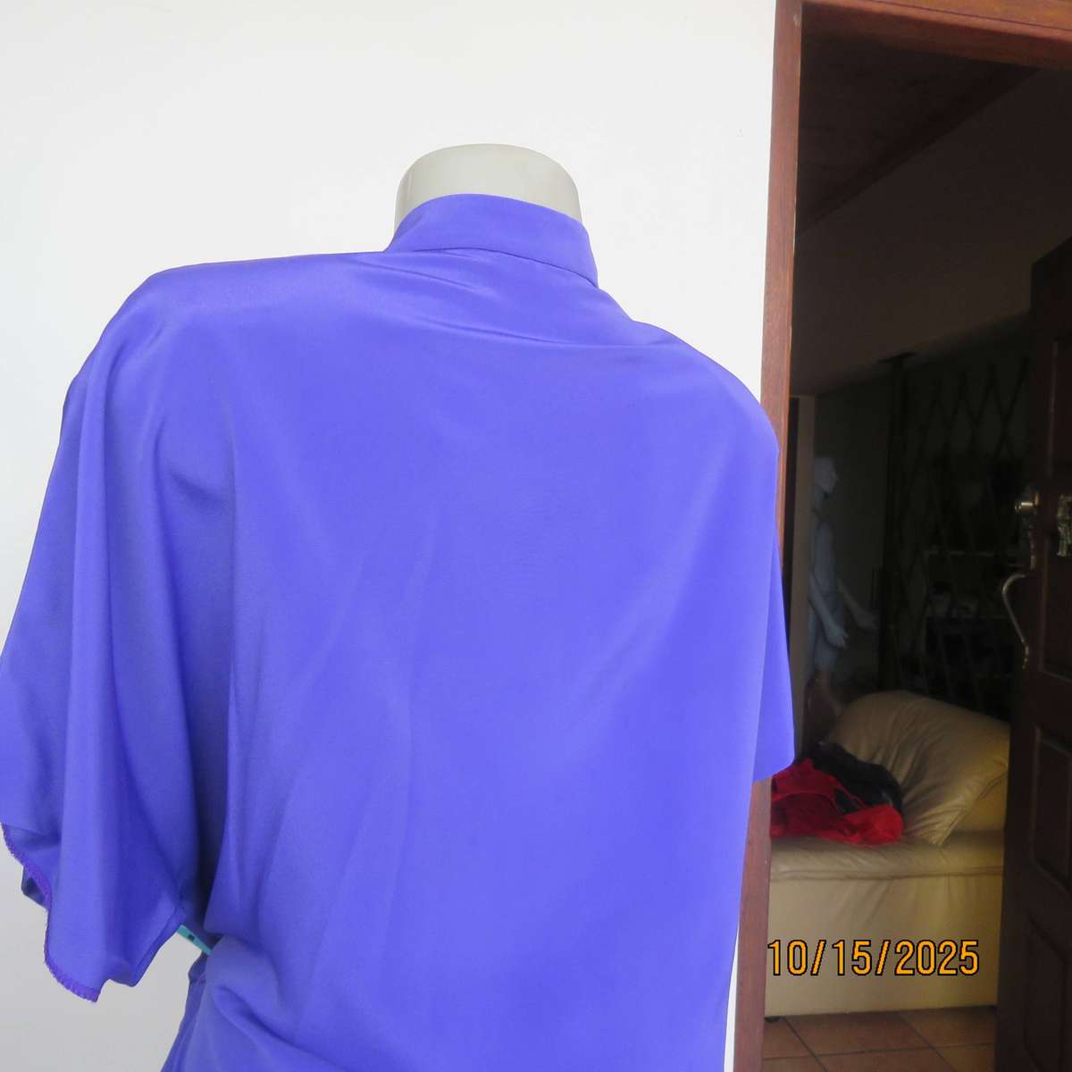 FAVIOLA violet colour cross over silky polyester slip over top size 40