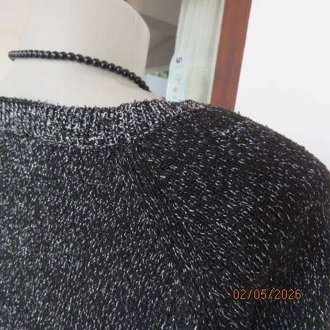 Black polyester and silver lurex knitted long sleeve glamour sweater size 42