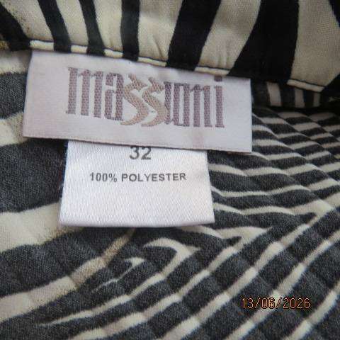 Animal print permanent pleated long sleeve top with button front - Size 32