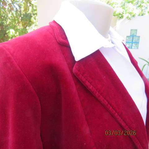 DELSWA scarlet red fully lined velvet cotton long sleeve jacket size 36