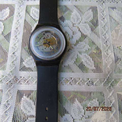 Swatch Vintage 1991 Black Motion Automatic Watch 23 Jewels Self-Winding