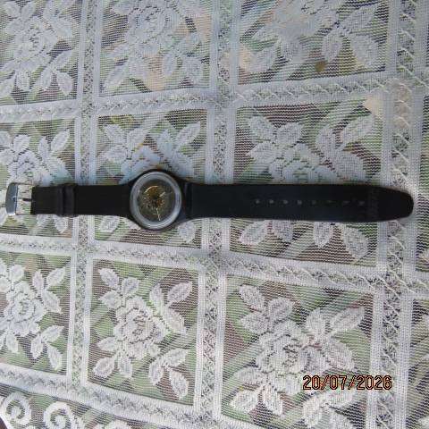 Swatch Vintage 1991 Black Motion Automatic Watch 23 Jewels Self-Winding