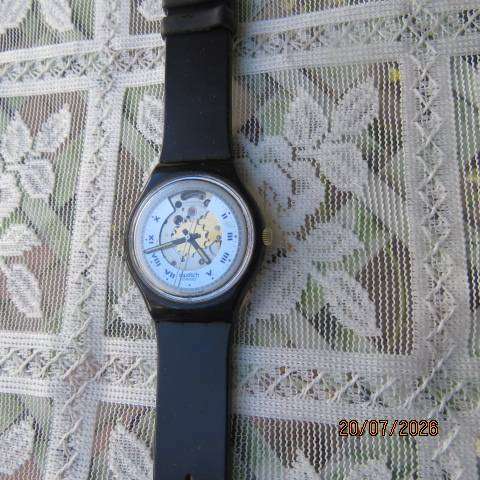 Swatch Vintage 1991 Black Motion Automatic Watch 23 Jewels Self-Winding
